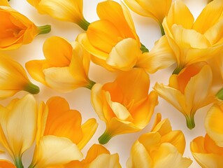 yellow Freesia Flowers on White Background