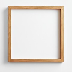 Simple Light Brown Square Wooden Picture Frame on White Background