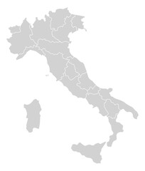 Naklejka premium Grey with White Outline Italy Map with District Borders Europe Country