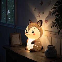 Fototapeta premium Adorable night light in the shape of a fox creating a cozy atmosphere in a child's room