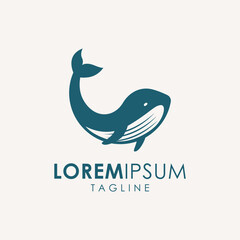 Vector Giant Whale Logo Minimalist Design