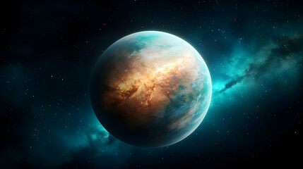 Alien planet, nebula background, cosmic scene, space exploration