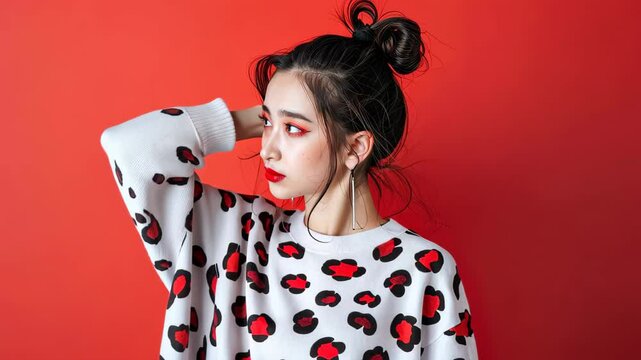 Bold leopard print sweatshirt with a vibrant personality, showcasing Osakas aunties unique style against a clean backdrop.