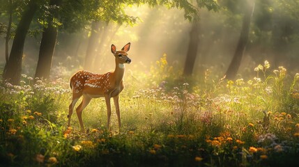 Fototapeta premium Deer in Spring forest.