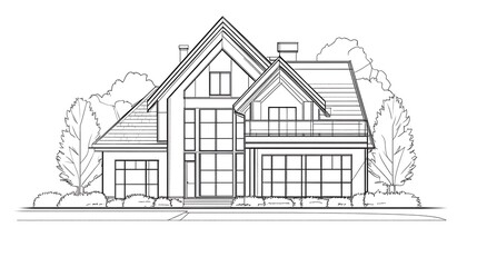 One continuous line drawing house building. Symbol home architecture and development property project in simple linear Real estate concept. Editable stroke. Doodle vector illustration One continuous 