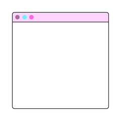 Browser window png frame, vector, retro style, transparent background