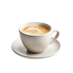 A Steaming Cup of Coffee on Saucer Isolated on Transparent Background