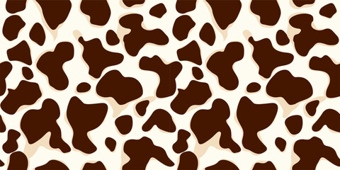 Cow seamless seamless realistic template in brown and beige colors. Vector illustration