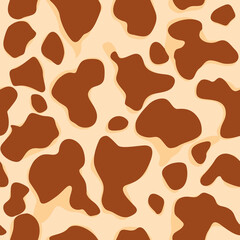 Cow seamless seamless realistic template in brown and beige colors. Vector illustration
