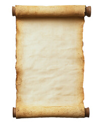 empty old paper scroll isolated on transparent background