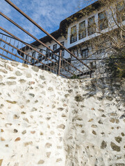 Typical street and old houses at town of Melnik,  Bulgaria