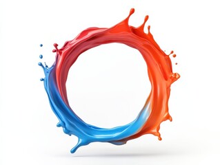 red and blue paint splash circle on white