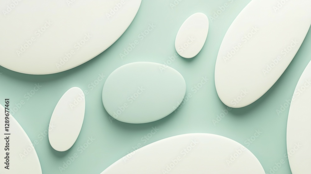 Poster abstract composition with smooth shapes of different oval sizes