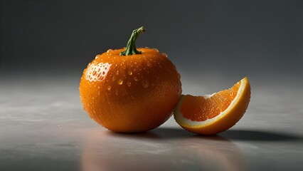 whole and a slice of a satsuma showing juicy interior