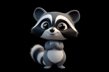 Fototapeta premium A cute, cartoonish raccoon character with large eyes and a friendly expression.