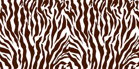 Realistic texture of tiger or zebra fur. Animal skin stripes, jungle style wallpaper. Seamless vector drawing