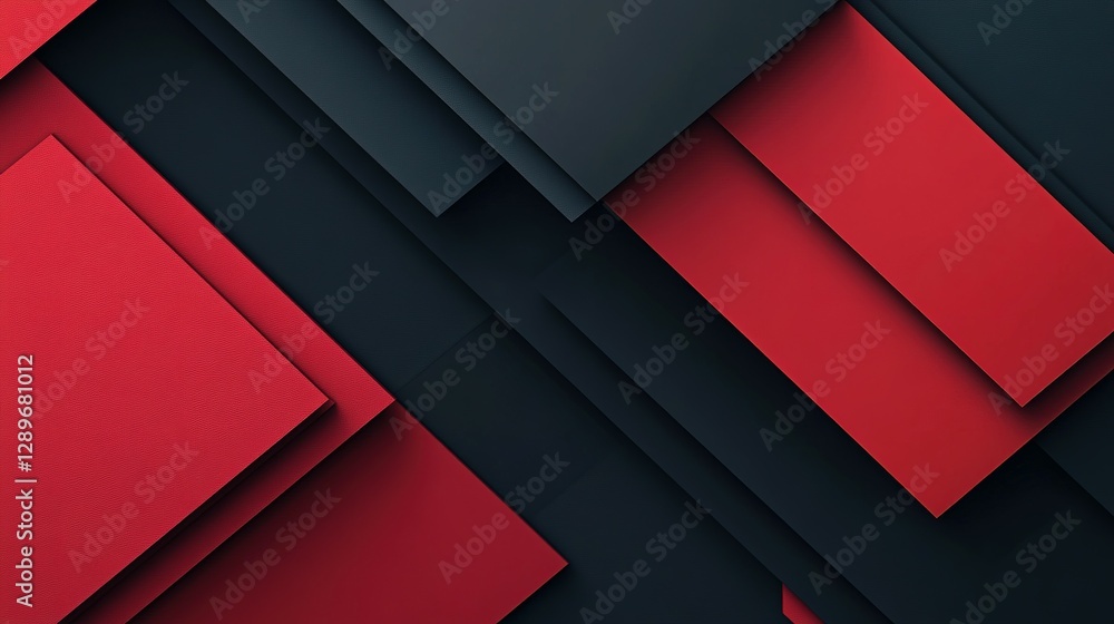 Poster red and black overlapping rectangles create interesting geometric shapes