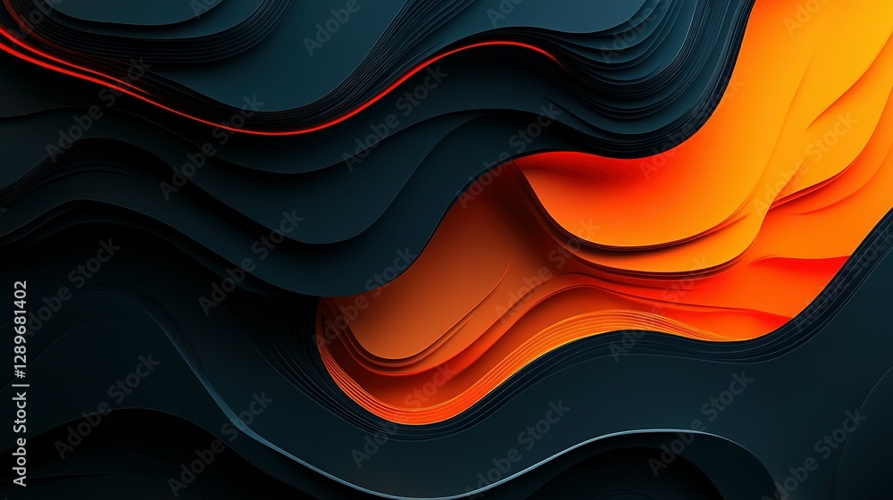Poster abstract curved layers of colors and lines composition