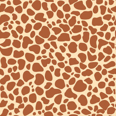 Seamless leopard, cheetah pattern, cat spots on yellow background, realistic vector texture, leopard fashion design