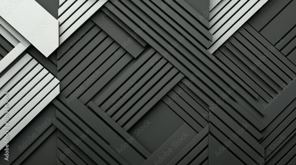 Aufkleber black and white geometric abstract pattern with linear elements