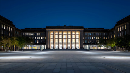 Fototapeta premium Grand Illuminated City Building at Night