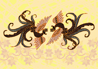Batik Bird Motif with unique variations. Very beautiful batik motif from IndonesiaPrint