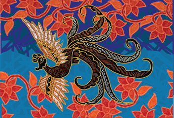 Batik Bird Motif with unique variations. Very beautiful batik motif from IndonesiaPrint