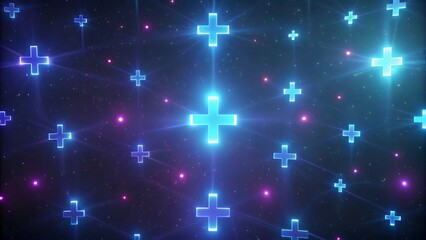 Glowing Neon Crosses Background