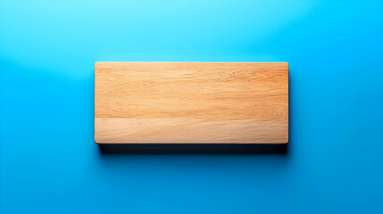Light Brown Wooden Board on Blue Background