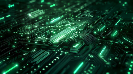 Obraz premium Electronic components on a green circuit board