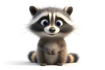 Obraz premium A cute, animated raccoon character with big eyes and a friendly expression.