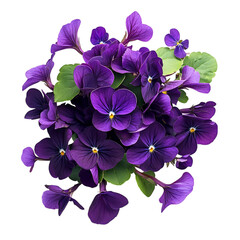 Vibrant Violet Plant with Deep Purple Flowers Isolated on Transparent Background