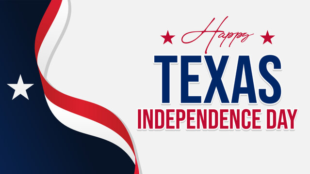 happy texas independence day banner with flag ribbon elements