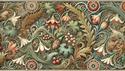 Intricate floral decorative pattern with vintage botanical elements
