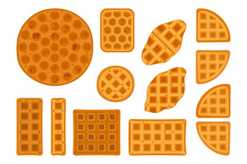 Food vector illustration. Bakery. Crispy waffles, handmade bread. Cooking. Sweet products. Sweet products. Food menu. Blank isolated on white background. For posters, signs, cards, and advertisements
