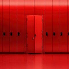 Fototapeta premium red lockers with a door in the middle