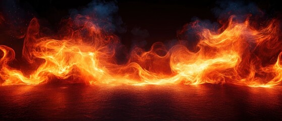 Explosive Fire and Smoke Effects with Intense Red and Yellow Colors Blazing Outwards