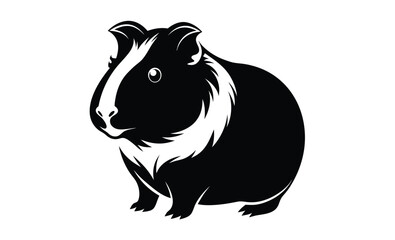 Guinea pig silhouette, black vector illustration, small pet icon, guinea Pig vector illustration 