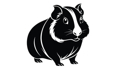Guinea pig silhouette, black vector illustration, small pet icon, guinea Pig vector illustration 