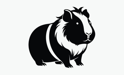 Guinea pig silhouette, black vector illustration, small pet icon, guinea Pig vector illustration 