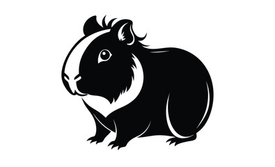 Guinea pig silhouette, black vector illustration, small pet icon, guinea Pig vector illustration 