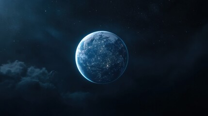 Fototapeta premium Planet Earth in the dark sky with clouds