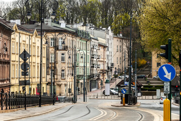 Streets of Krakow, Podgorze district. Poland