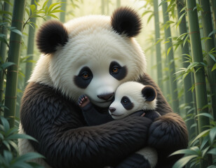 Obraz premium Gentle Giants: The Peaceful Life of Pandas