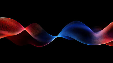 Fototapeta premium Red and blue dynamic waves on black