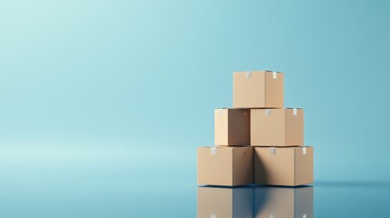 Obraz premium stack of cardboard boxes on blue background.