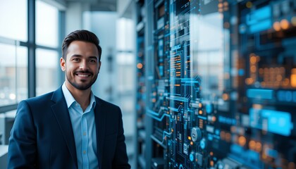 Technology consultants advising businesses on IT strategy and digital infrastructure solutions for growth, businessman in the office.