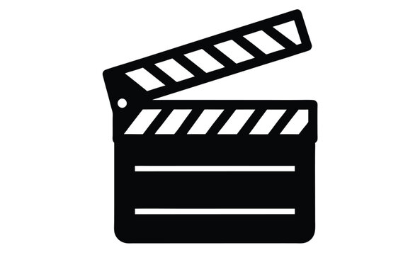 recommend clip art: Movie clapperboard silhouette, film production icon, cinema slate vector
