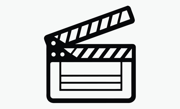 recommend clip art: Movie clapperboard silhouette, film production icon, cinema slate vector