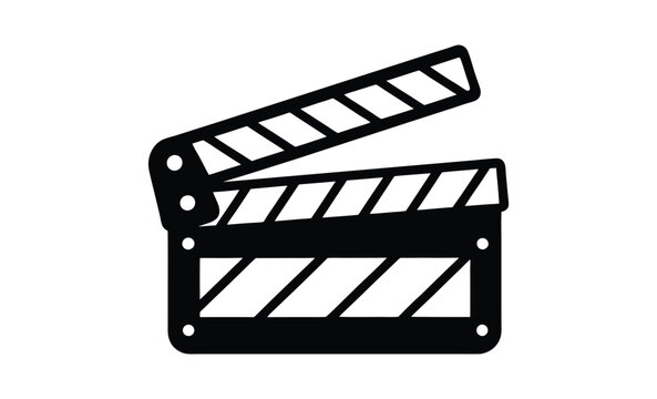 recommend clip art: Movie clapperboard silhouette, film production icon, cinema slate vector